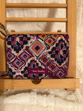 Vera Bradley Purple Geometric Pattern Wallet with Teal & Orange Accents